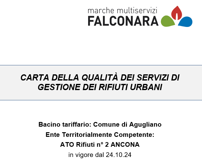 CARTA DELLA QUALITÀ DEI SERVIZI DI GESTIONE DEI RIFIUTI URBANI - COMUNE DI AGUGLIANO