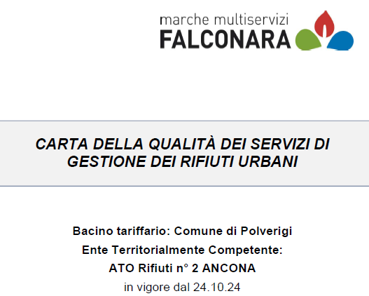 CARTA DELLA QUALITÀ DEI SERVIZI DI GESTIONE DEI RIFIUTI URBANI - COMUNE DI POLVERIGI