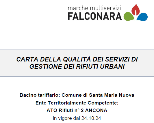 CARTA DELLA QUALITÀ DEI SERVIZI DI GESTIONE DEI RIFIUTI URBANI - COMUNE DI SANTA MARIA NUOVA